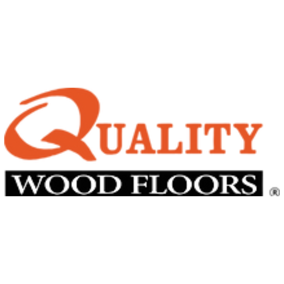 Orange white and black Quality Wood Floors Logo
